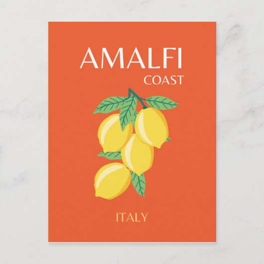Cartes Pour Fêtes Annuelles Côte d'Amalfi, Italie, Art Voyage, Rétro, Orange (Devant)
