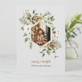 Cartes Pour Fêtes Annuelles Coton botanique Merry Bright Photo (Debout devant)