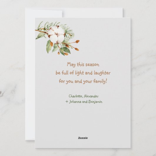 Cartes Pour Fêtes Annuelles Coton botanique Merry Bright Photo (Dos)