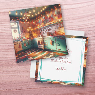 Cartes Pour Fêtes Annuelles Cottage Chaleureux Kitsch Noël Rétro