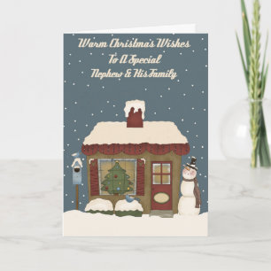 Cartes Pour Fêtes Annuelles Cottage De Noël À Un Nephew Spécial & Famille