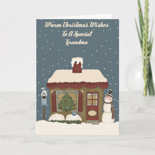 Cartes Pour Fêtes Annuelles Cottage De Noël À Une Grand-Mère Spéciale