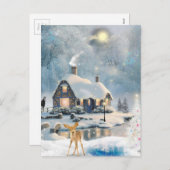 Cartes Pour Fêtes Annuelles Cottage de Noël d'hiver (Devant / Derrière)