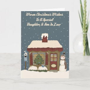 Cartes Pour Fêtes Annuelles Cottage de Noël Special Fille & Son In Law