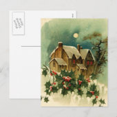 Cartes Pour Fêtes Annuelles Cottage de Noël Vintage (Devant / Derrière)