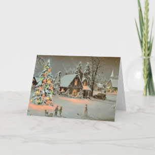Cartes Pour Fêtes Annuelles Cottage de Noël Vintage