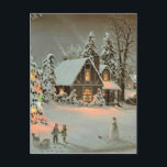 Cartes Pour Fêtes Annuelles Cottage de Noël Vintage<br><div class="desc">Illustration du cottage de Noël vintage.</div>