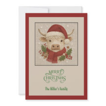 Cottagecore rustique Highland Cow avec Santa Hat