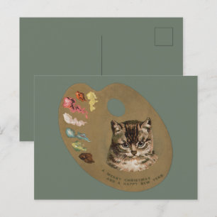 Cartes Pour Fêtes Annuelles Cottagecore victorien vintage Artiste de chat de N