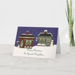 Cartes Pour Fêtes Annuelles Cottages de Noël pour voisins spéciaux