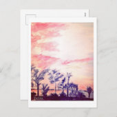 Cartes Pour Fêtes Annuelles coucher de soleil (Devant / Derrière)