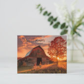 Cartes Pour Fêtes Annuelles Coucher de soleil à la grange d'automne (Debout devant)