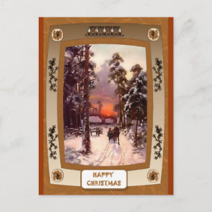 Cartes Pour Fêtes Annuelles Coucher de soleil dans la neige