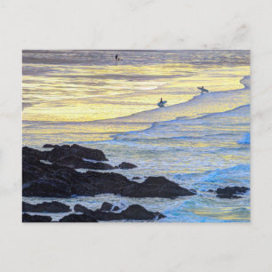 Cartes Pour Fêtes Annuelles Coucher de soleil de la plage de Cornish