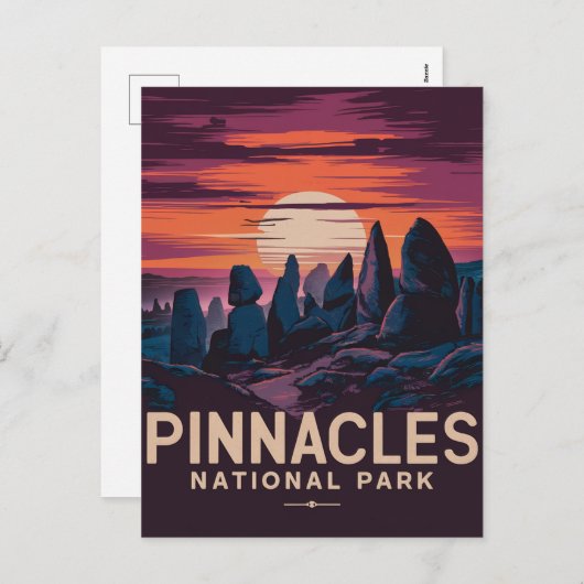 Cartes Pour Fêtes Annuelles Coucher de soleil du parc national Pinacles (Devant / Derrière)