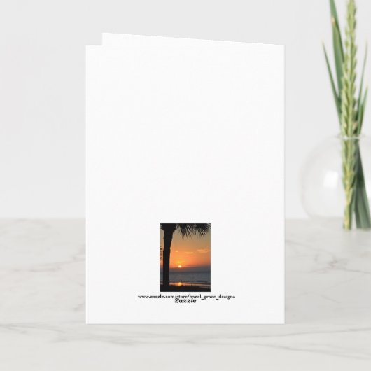 Cartes Pour Fêtes Annuelles Coucher de soleil Palm Tree Silhouette Beach Scène (Dos)