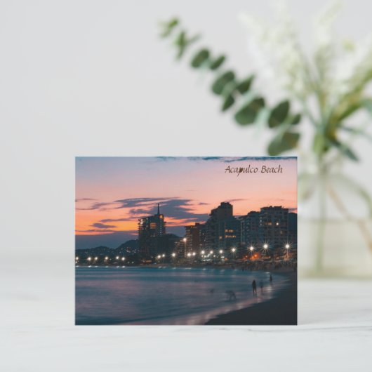 Cartes Pour Fêtes Annuelles Coucher de soleil sur la plage d'Acapulco (Debout devant)