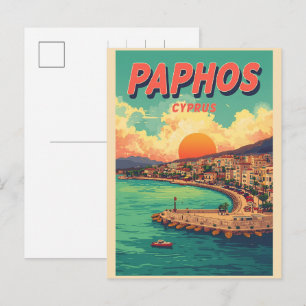 Cartes Pour Fêtes Annuelles Coucher de soleil sur la plage de Paphos, cadeaux