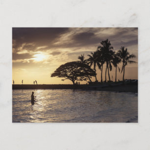 Cartes Pour Fêtes Annuelles Coucher de soleil sur la plage de Waikiki