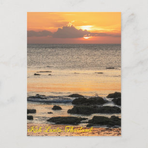Cartes Pour Fêtes Annuelles Coucher de soleil sur les rochers et la mer, Koh L