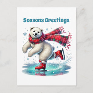 Cartes Pour Fêtes Annuelles Coucou ours polaire patinage de glace pour les fêt