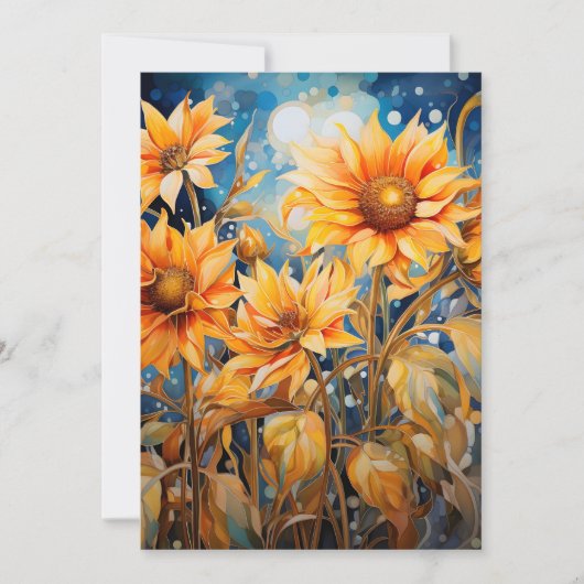 Cartes Pour Fêtes Annuelles Couleur d'aquarelle de fleurs de soleil dorées (Devant)