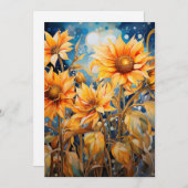 Cartes Pour Fêtes Annuelles Couleur d'aquarelle de fleurs de soleil dorées (Devant / Derrière)