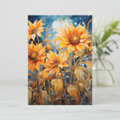 Cartes Pour Fêtes Annuelles Couleur d'aquarelle de fleurs de soleil dorées (Debout devant)
