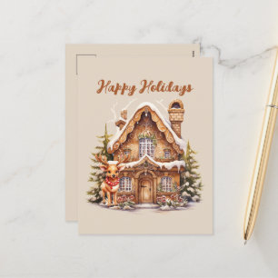 Cartes Pour Fêtes Annuelles Couleur d'eau Festive de pain d'épices de Noël