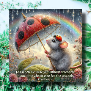 Cartes Pour Fêtes Annuelles Couleur d'eau Ladybug de la souris arc-en-ciel Pâq