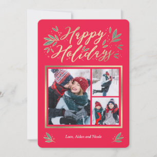 Cartes Pour Fêtes Annuelles Couleur modifiable saisonnière 3 Photo Holiday Car