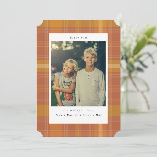 Cartes Pour Fêtes Annuelles Couleur Russe Plaid Changer Photo Automne (Debout devant)