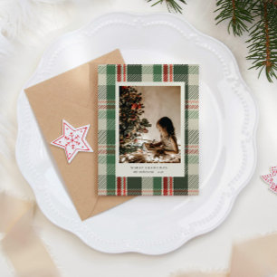 Cartes Pour Fêtes Annuelles Couleurs neutres Plaid Minimaliste Photo Holiday C