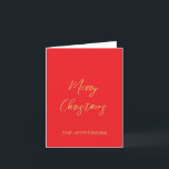 Cartes Pour Fêtes Annuelles Couleurs rouge et or brillantes Joyeux Noël<br><div class="desc">Représenter ce design moderne et élégant. Ce modèle peut être customisé pour répondre à tous les métiers professionnels.</div>