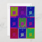 Cartes Pour Fêtes Annuelles Couleurs spéciales Père Noël HoHoho Pop Art (Devant / Derrière)