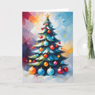Cartes Pour Fêtes Annuelles Couleurs vives Arbre de Noël Peint Grandes Grèves