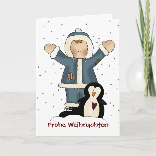Cartes Pour Fêtes Annuelles Country Boy et Penguin Christmas Grey Card (Devant)