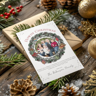 Cartes Pour Fêtes Annuelles Country Christmas Wreath Family Photo