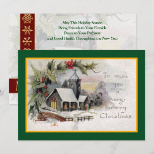 Cartes Pour Fêtes Annuelles Country Church Vintage Noël Customisé