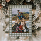 Cartes Pour Fêtes Annuelles Country Gingham Bow Photo Christmas Card