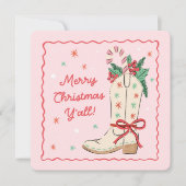 Cartes Pour Fêtes Annuelles Country Merry Christmas Y'all Cowboy Boot (Devant)