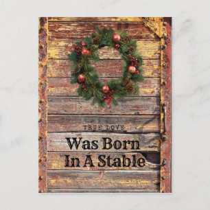 Cartes Pour Fêtes Annuelles Country Rustic Wood Christmas Card Thème chrétien