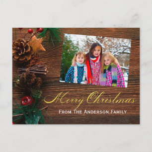 Cartes Pour Fêtes Annuelles Country Rustic Wood Joyeux Noël Photo