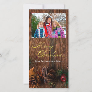 Cartes Pour Fêtes Annuelles Country Rustic Wood Joyeux Noël Photo