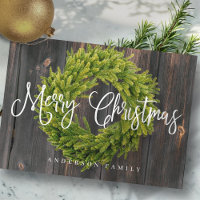 Country Rustic Wood Merry Christmas Greeting
