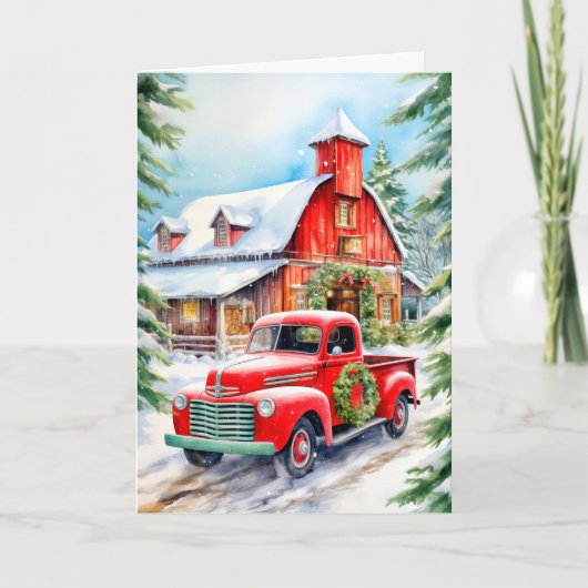Cartes Pour Fêtes Annuelles Country Winter Farmhouse Joyeux Noël (Devant)