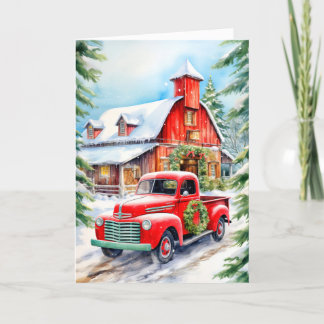 Cartes Pour Fêtes Annuelles Country Winter Farmhouse Joyeux Noël
