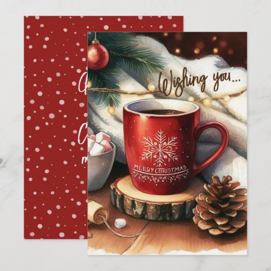 Cartes Pour Fêtes Annuelles Coupe chaude de Noël (Devant / Derrière)