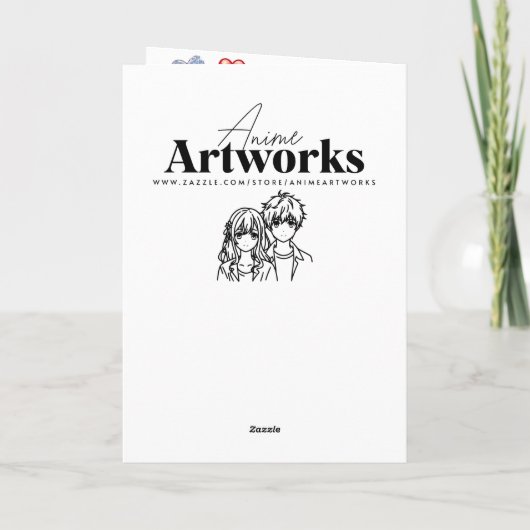 Cartes Pour Fêtes Annuelles Couple Anime Mignon Saint-Valentin Personnalisé (Dos)