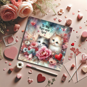 Cartes Pour Fêtes Annuelles Couple chrétien romantique Chat à l'aquarelle Sain